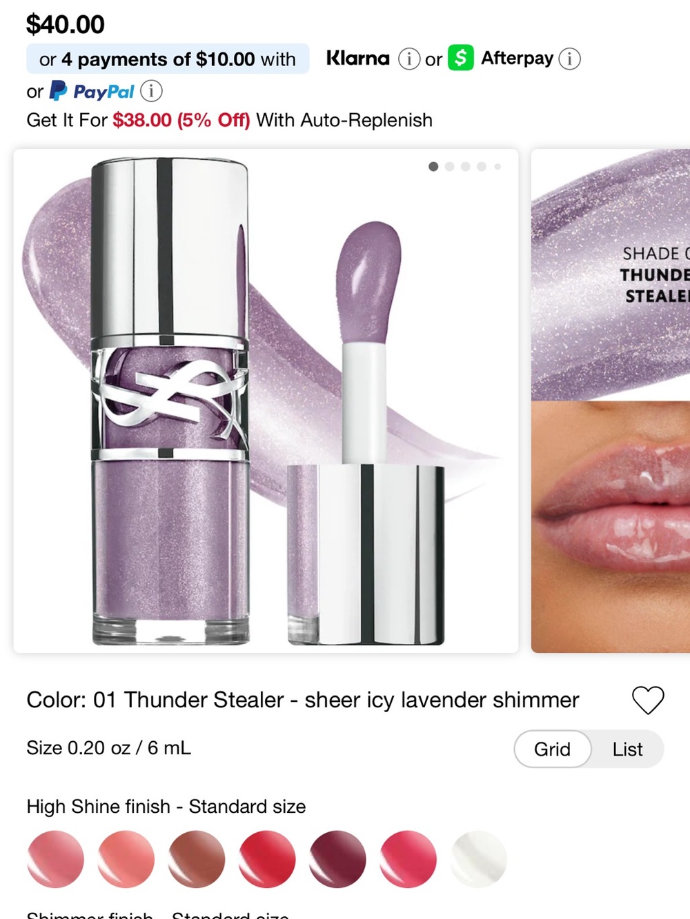 Yves Saint Laurent Sheer Lavender Shimmer Lip Gloss